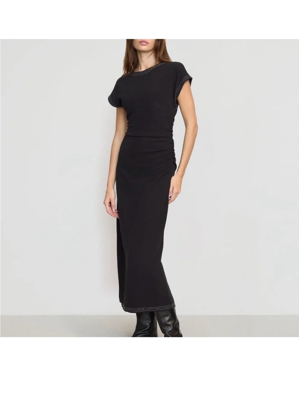 Modern Citizen Vela Contrast-Stitch Ruched-Waist Dress